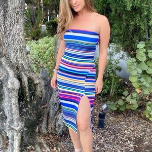 Planet Gold Strapless Multicolor Dress